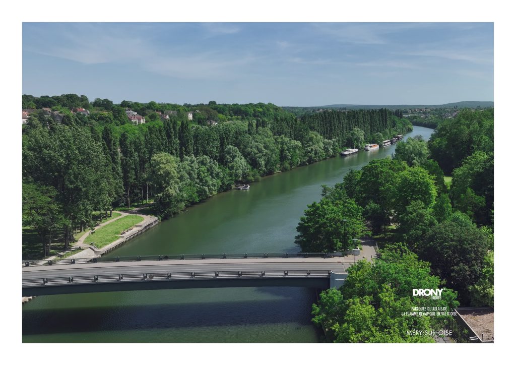 Les bords de l'Oise à Méry-sur-Oise - vue aérienne par drone