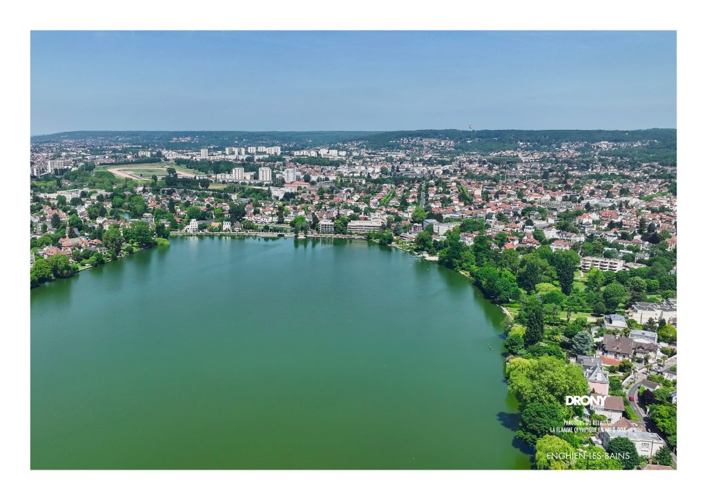 le lac d'Enghien-les-Bains - Vue aérienne par drone