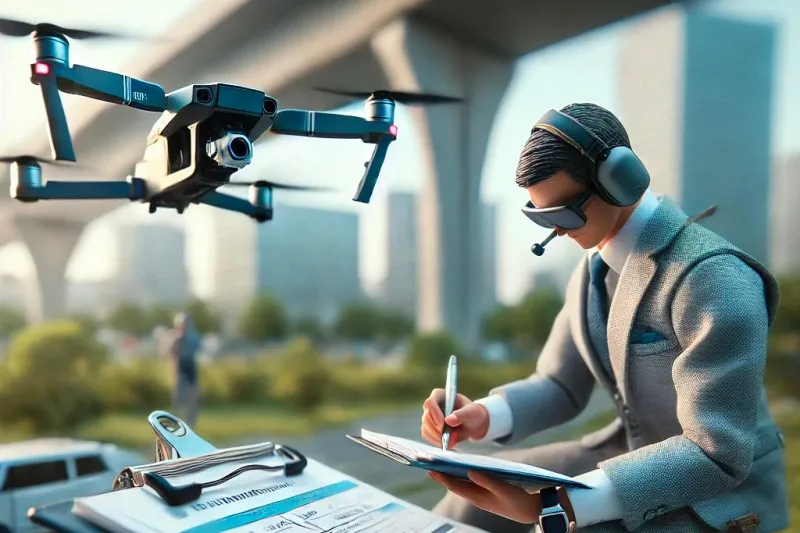 Pilote de drone effectuant sa Checklist - Illustration générée par IA