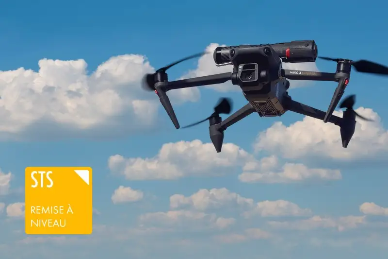 Drone DJI Mavic 3 Entreprise avec un parachute en illustration de la formation de remise à niveau STS-01