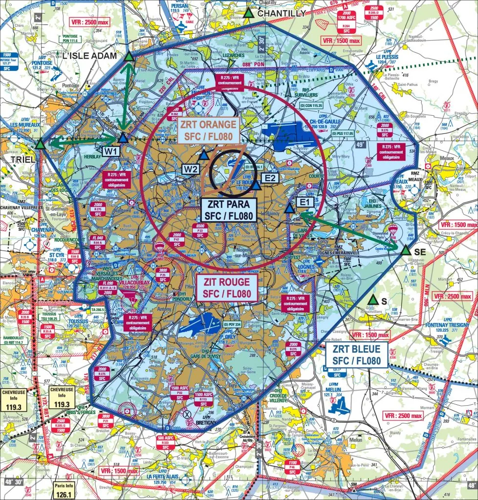 Extrait carte SIA 1/250 000e Région Parisienne Ed 2019-1 
