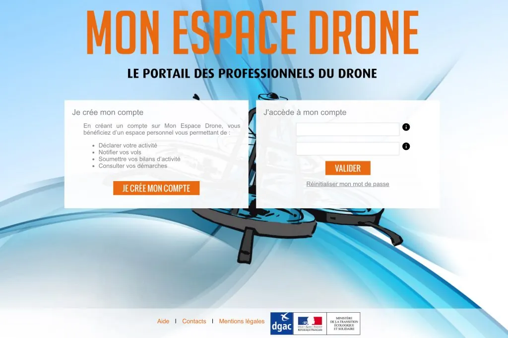 Aper&ccedil;u du site Mon espace drone